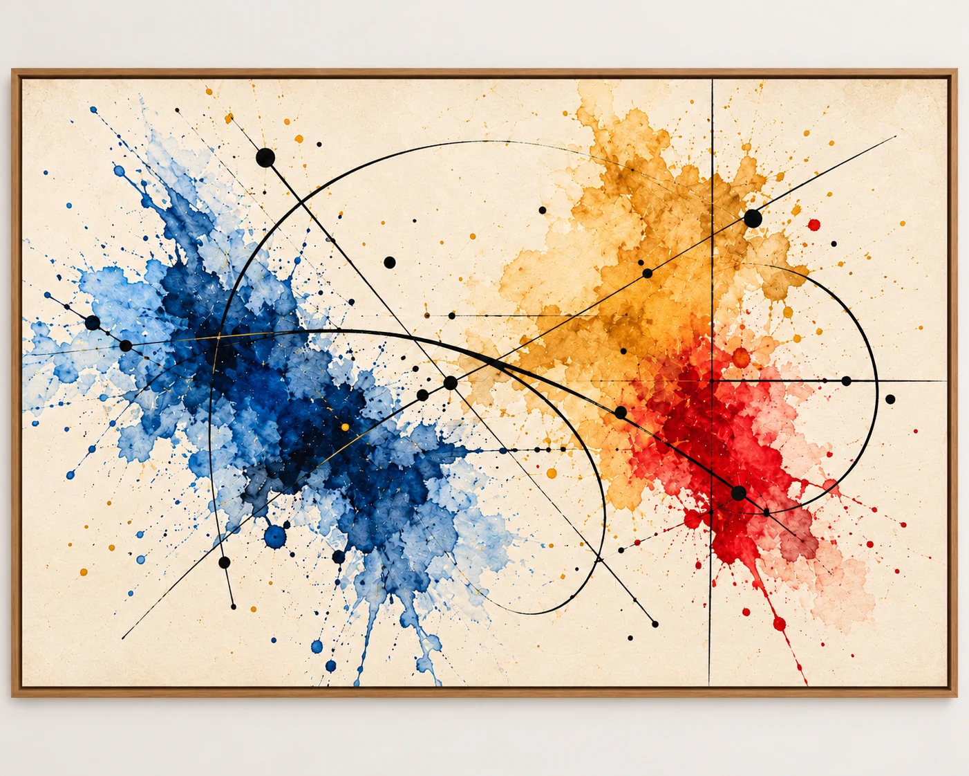 Painting Study 02, a horizontal abstract work in blue, ochre and red