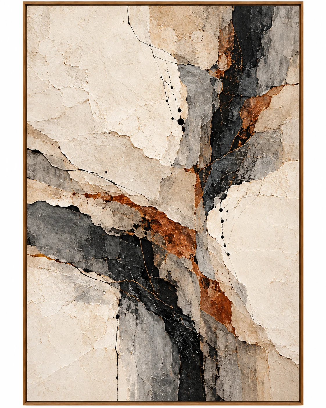 Painting Study 03, a vertical textured abstract work in ivory, grey, black and bronze